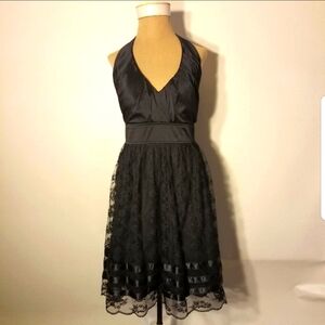 Vintage rare pink label plus size Torrid black halter lace dress size 14.